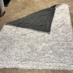 Gray and White Textured Blanket